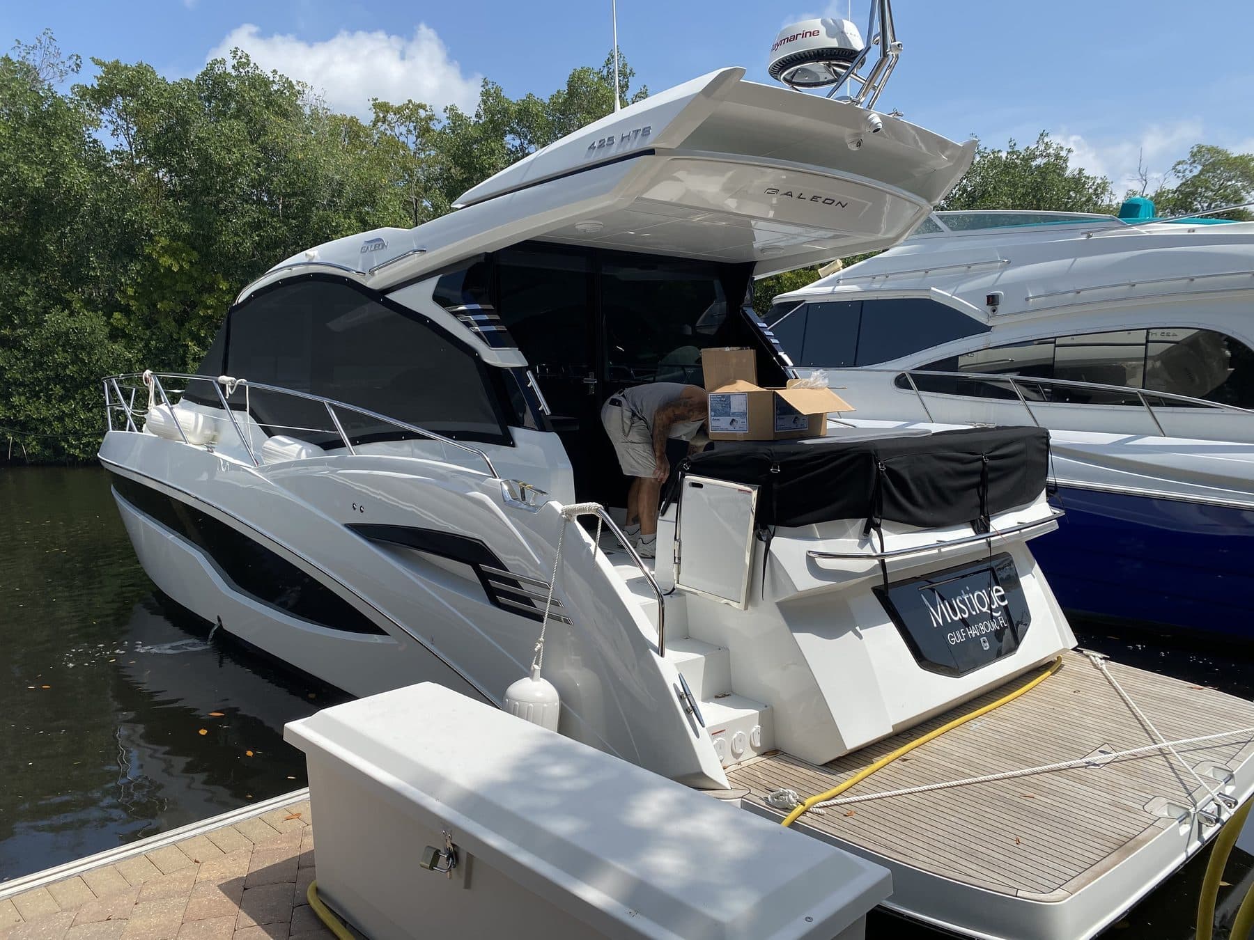 Boat exterior at the marina after remodel