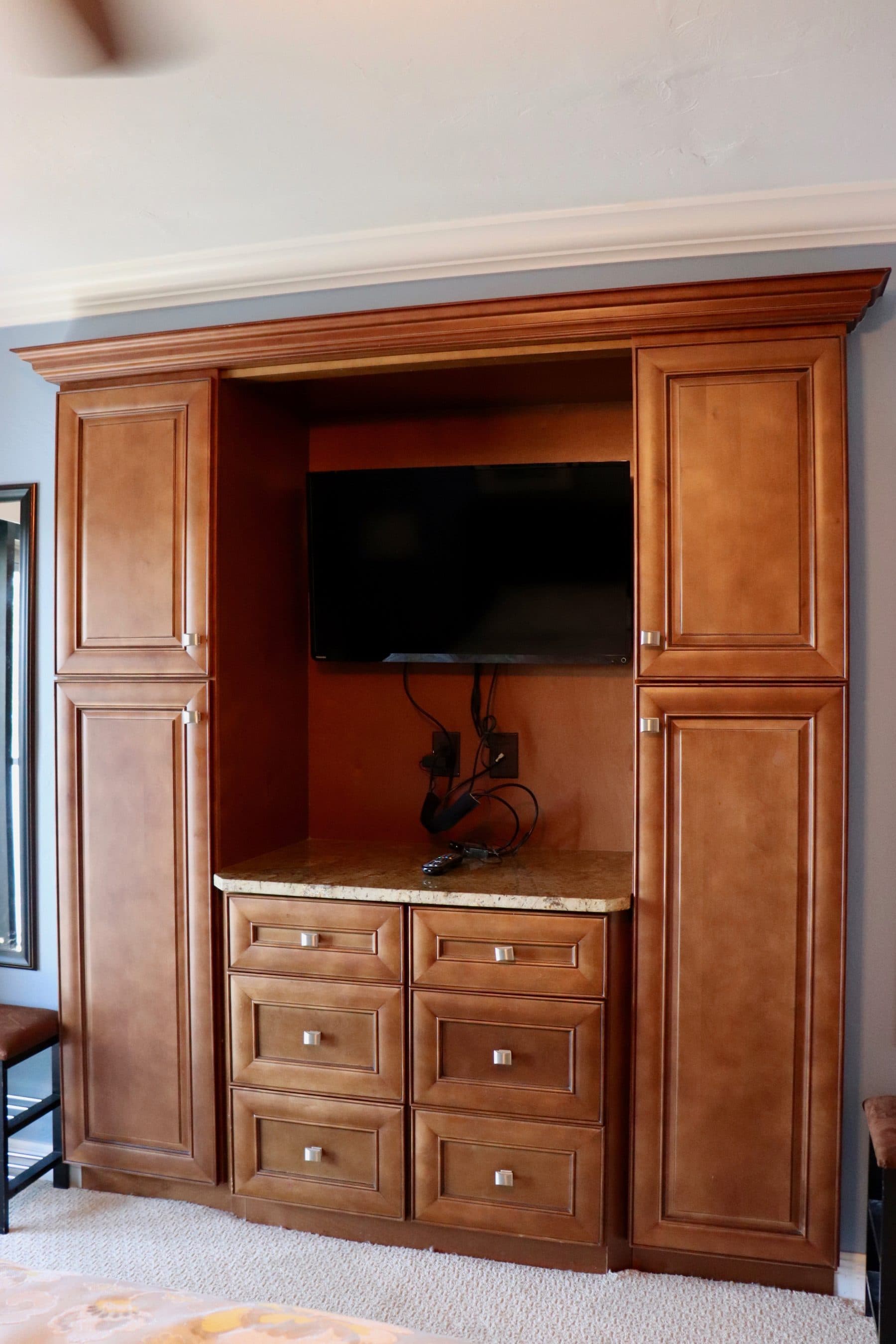 Bedroom wardrobe built-in with entertainment center